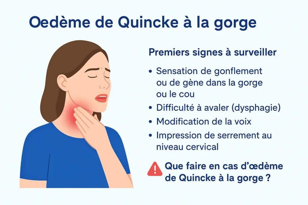 Oedeme de quincke gorge symptomes